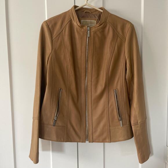 Michael Kors Camel Leather Jacket - Picture 1 of 4